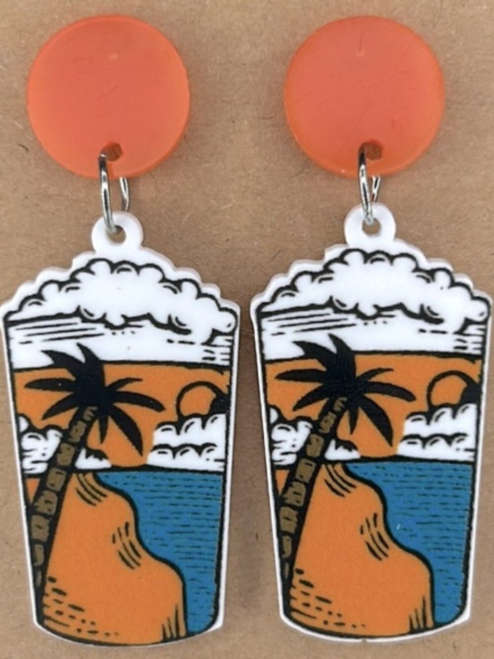 Acrylic Beach Theme Drink Stud Earrings Fashion Jewelry
